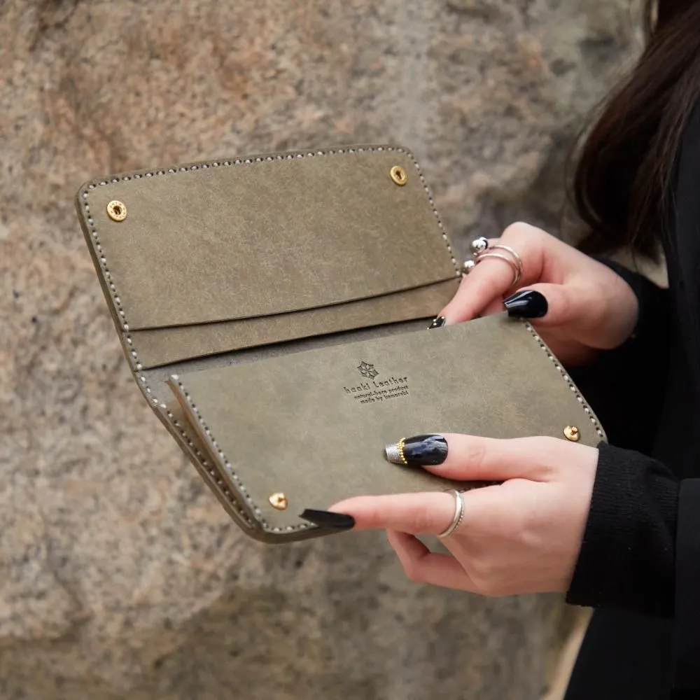 haaki Leather Veined Wave Long Wallet【豊岡財布】